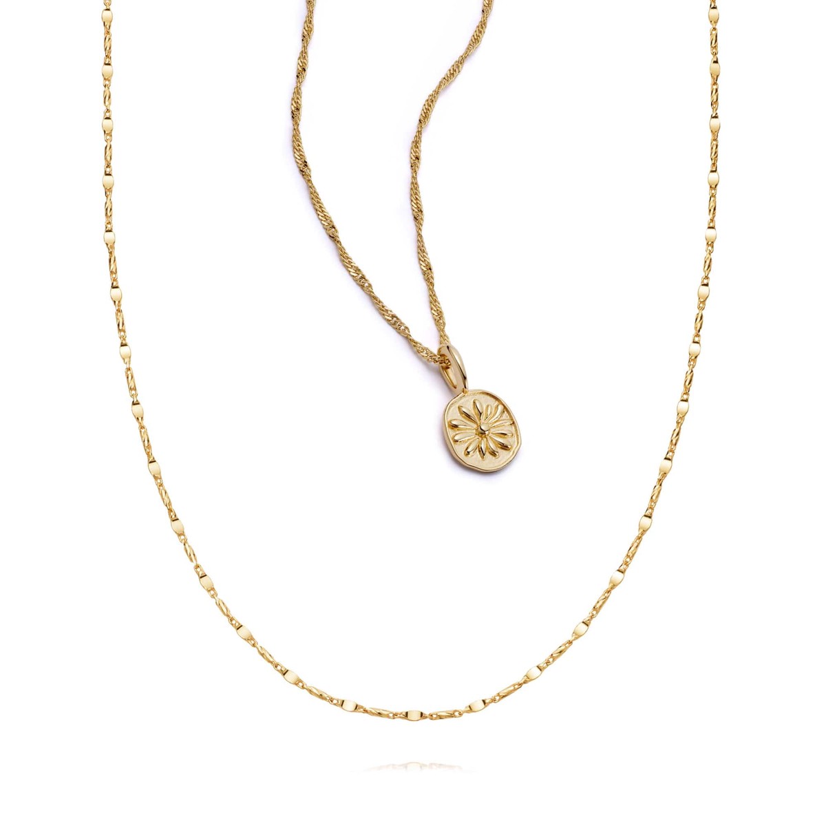 Daisy Twist Necklace Layering Set 18ct Gold Plate