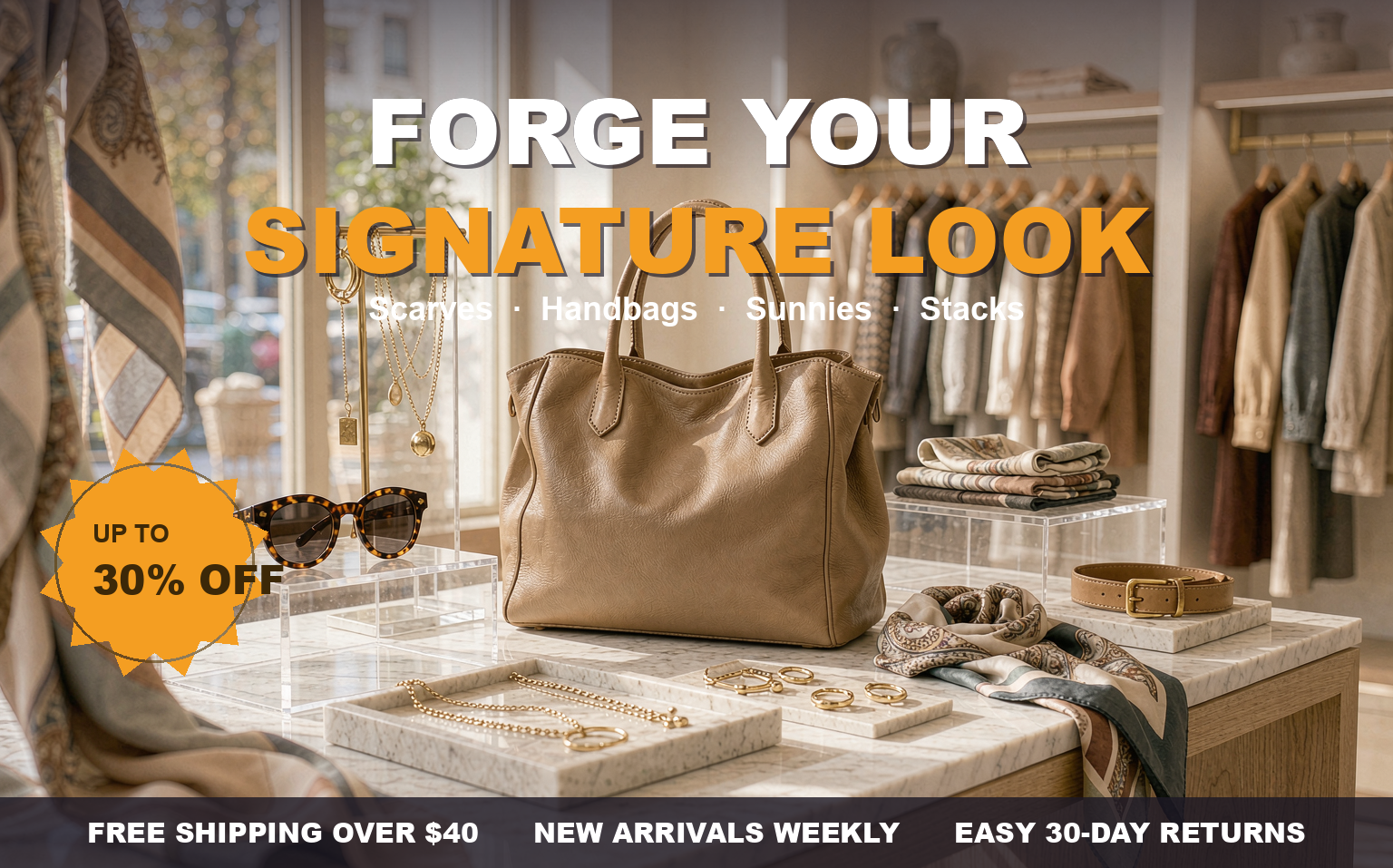 Adorn Forge Hub | Accessories And Apparel That Forge Your Signature Look | Layered Necklaces Hoop Earrings And Stacking Rings For Everyday Outfits | Chunky Charm Necklaces Gold Cuffs And Statement Brooches From The Glamoratti Trend | Scarves Handbags Belts And Sunglasses That Pull Every Outfit Together | Hair Jewelry Gold Clips And Scrunchies For Effortless Days | Personalized Initial Necklaces Birthstone Pieces And Gifts For Her | Minimalist Dainty Pieces And Bold Statement Styles In One Place | Shop Accessories Online With Fast Free Shipping Across The United States - Featured Banner